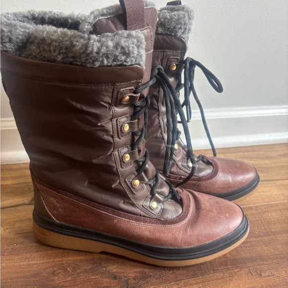 Cole Haan Waterproof Brown Winter Rain/Snow Boots Insulated Lace-Up - Picture 2 of 5